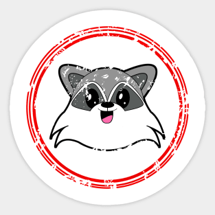 Retro Kawaii Raccoon Sticker